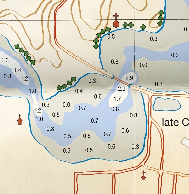 Mapa da Lagoa de Saquarema - RJ.