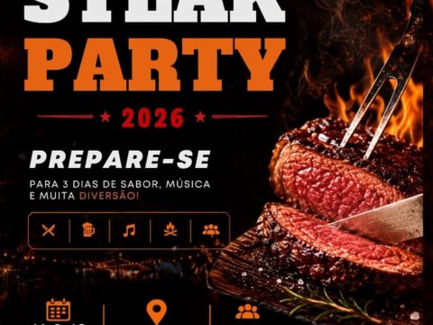 Steak Party Saquarema 2026: Guia Completo do Festival de Churrasco com Entrada Gratuita Flyer do Steak Party Saquarema 2026.