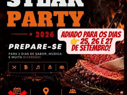 Steak Party Saquarema 2026 💥 Adiado para os dias 25, 26 e 27 de setembro 💥 Guia Completo do Festival de Churrasco com Entrada Gratuita Flyer do Steak Party Saquarema 2026.